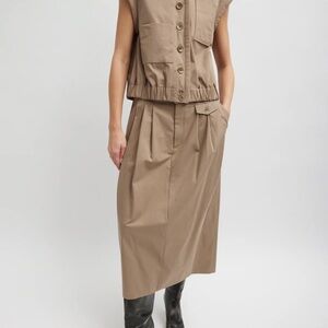 Tibi triple pleated Tan Skirt